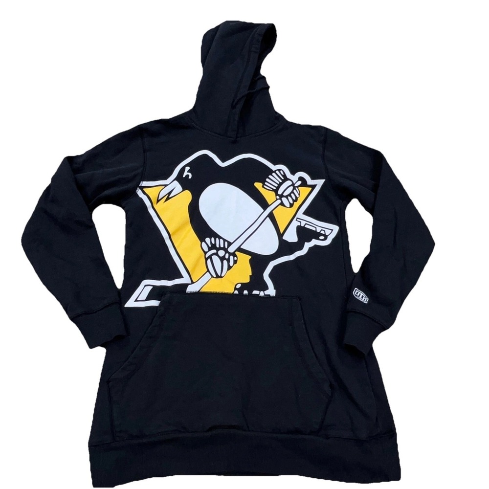 Pittsburgh Penguins Hoodie Women Medium Black Sweatshirt Sweater Ladies Big Logo